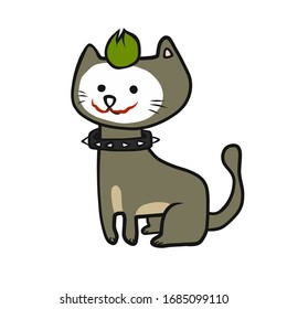 Cat make smile clown face cartoon vector illustration