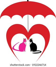 Cat making love illustration design vector