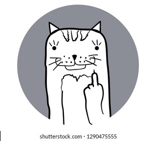 Cat making not good gesture with middle finger