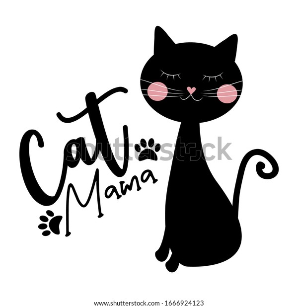 Chat Mama Calligraphie Avec Un Image Vectorielle De Stock Libre De Droits