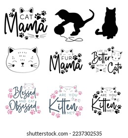 Cat Mama Mom Dad Daddy T-shirt And SVG Design Bundle, Cat Mama Mom Dad Daddy SVG Quotes Design t shirt Bundle, Vector EPS Editable Files, can you download this Design Bundle. svg