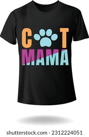 Cat Mama with Paw Illustration Vector T-shirt Design for Pet Lover eps 10