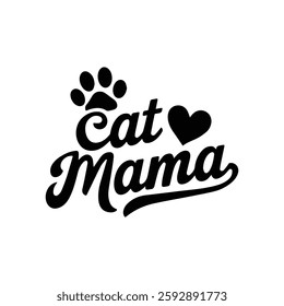 Cat mama typography silhouette t-shirt vector art illustration