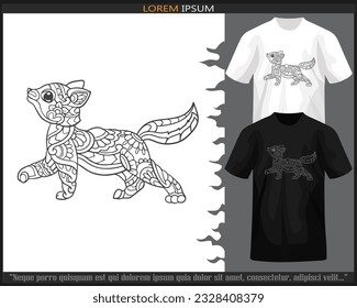 cat mandala arts isolated on black and white t shirt.