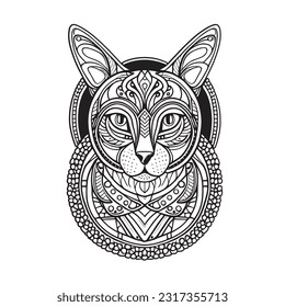 Cat Mandala Coloring Page: Intricate design with a graceful feline centerpiece. Relax, unleash creativity, and find tranquility in coloring. Ideal for cat lovers and art enthusiasts. Printable and the