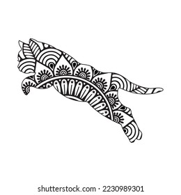 Cat Mandala Coloring Page . Vector Art Illustration.