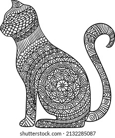 Cat Mandala Coloring Pages for Adults