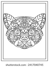 Cat mandala hand drawn vector design template 