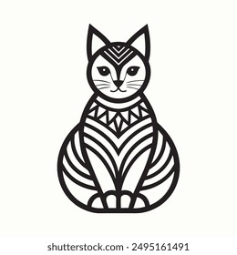 Cat With Mandala Pattern Vector illustration