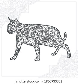 Katze Mandala. Vintage dekorative Elemente. Orientalisches Muster, Vektorgrafik.