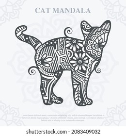 Cat Mandala. Vintage decorative elements. Oriental pattern, vector illustration.