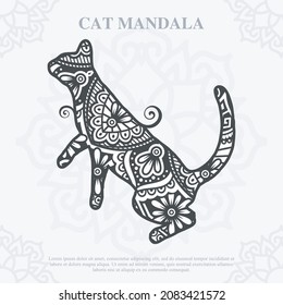 Cat Mandala. Vintage decorative elements. Oriental pattern, vector illustration.