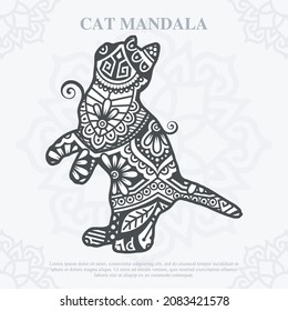 Cat Mandala. Vintage decorative elements. Oriental pattern, vector illustration.