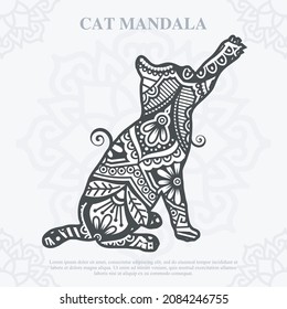 Cat Mandala. Vintage decorative elements. Oriental pattern, vector illustration.