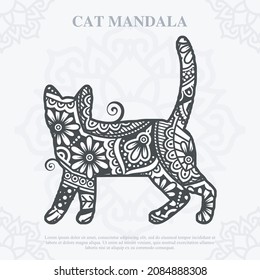 Cat Mandala. Vintage decorative elements. Oriental pattern, vector illustration.