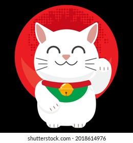 cat maneki neko japan lucky cat funny idea eco friendly art ote bag art art vector design illustration print poster