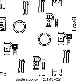 Cat Market Accessory Vector Seamless Pattern Thin Line Illustration