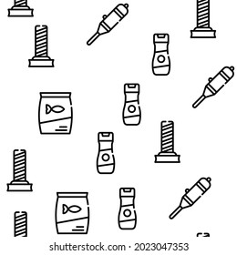 Ilustración de líneas delgadas del vector de accesorios del mercado de gato