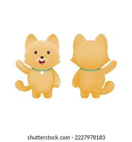 Cat Mascot Cute Happy Cartoon Character