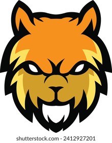 Diseño del logo de la mascota del gato. Plantilla vectorial de cara de gato valiente. Diseño de cabeza de gato para gráficos, icono del logotipo del Tigre Diseño del logotipo del equipo deportivo, Ilustración de la plantilla de vectores, diseño del logotipo del tigre valiente de mascota, arte de la cabeza de gato