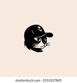 Cat mascot logo flat vector design.