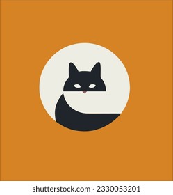 cat mascot logo vector design, japan illustration style