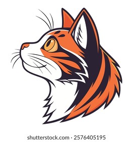 cat  mascot logo in white background. Vector Big Cats Head Logo. Mascot Creative Design.