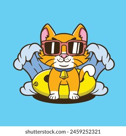 cat mascot summer good for design and brand