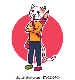 cat mascot template. cat and pencil vector