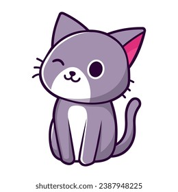 cat mascot winking illustration isolated