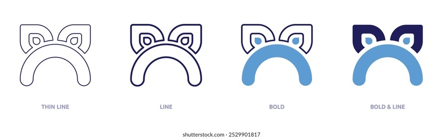 Cat mask custome icon in 4 different styles. Thin Line, Line, Bold, and Bold Line. Duotone style. Editable stroke.