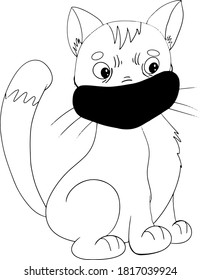  The cat in the mask. Face mask. cute cat wearing mask for protect themselves form virus or bacteria in flat vector style. Illustration about healthcare of cat. Covid-19. Corona virus.