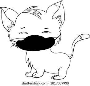  The cat in the mask. Face mask. cute cat wearing mask for protect themselves form virus or bacteria in flat vector style. Illustration about healthcare of cat. Covid-19. Corona virus.