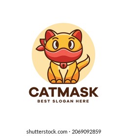 Cat Mask Mascot Logo Design