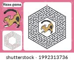 Cat Maze game  for children Cute cartoon worksheet Vector illustration