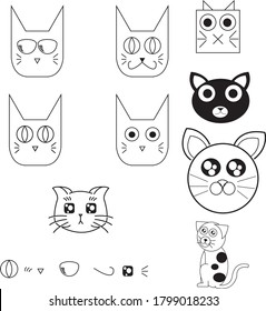 Cat Meaw Color Background Vector 