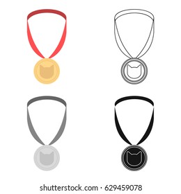 Cat medal icon in cartoon style isolated on white background. Cat symbol stock vector illustration.