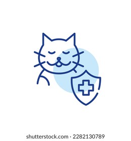 Cat medical insurance. Pet healthcare plan. Pixel perfect, editable stroke line icon