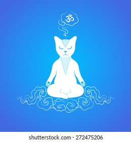 cat meditates on the cloud, vector