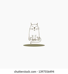 The cat is meditating. Vector illustration. Self control.