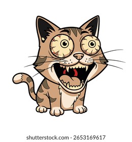 humor meme gato, olhos grandes e boca aberta larga