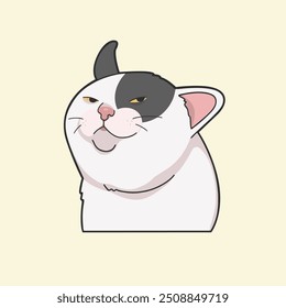 Ilustração Fofa De Adesivo De Meme De Gato