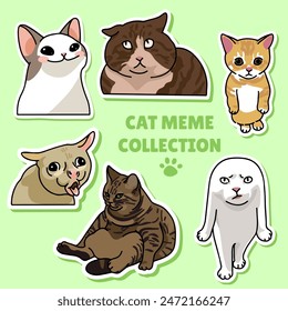 Diseño de Vector de ilustración de meme de gato