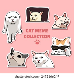 Diseño de Vector de ilustración de meme de gato