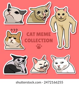 Diseño de Vector de ilustración de meme de gato