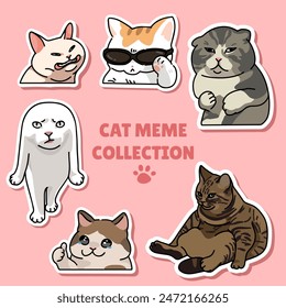 Cat meme sticker illustration vector design