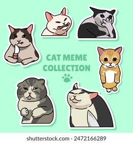 Diseño de Vector de ilustración de meme de gato