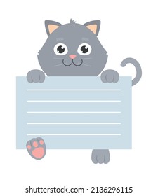 cat with memo over white