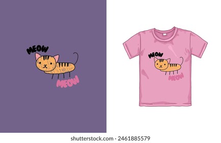 Children’s Cat Meow T-Shirt Template