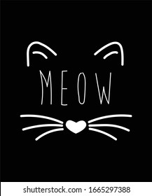 Cat Meow Typography - cat love design.